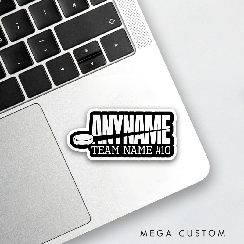 Personalized Ice Hockey Sticker with Custom Name, Team, and Number