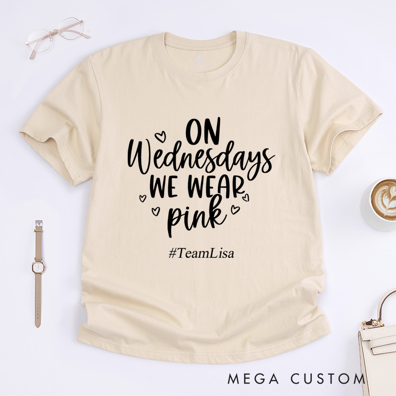 Personalized On Wednesdays We Wear Pink Breast Cancer Awareness And Support T-Shirt  