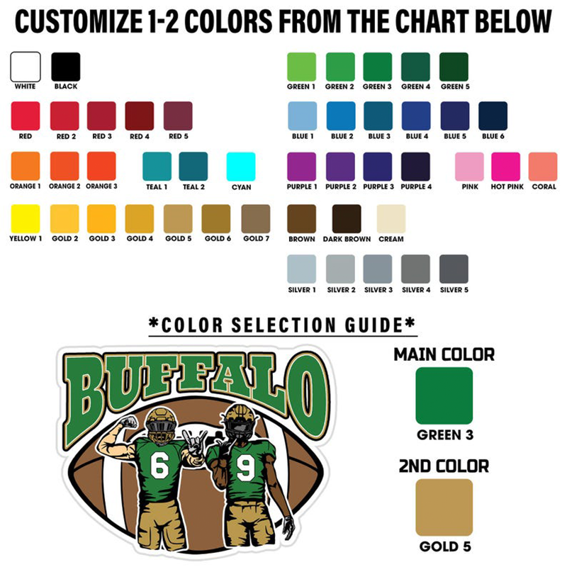 Personalized American Football Sticker with Custom 2 Player Name and Team Name