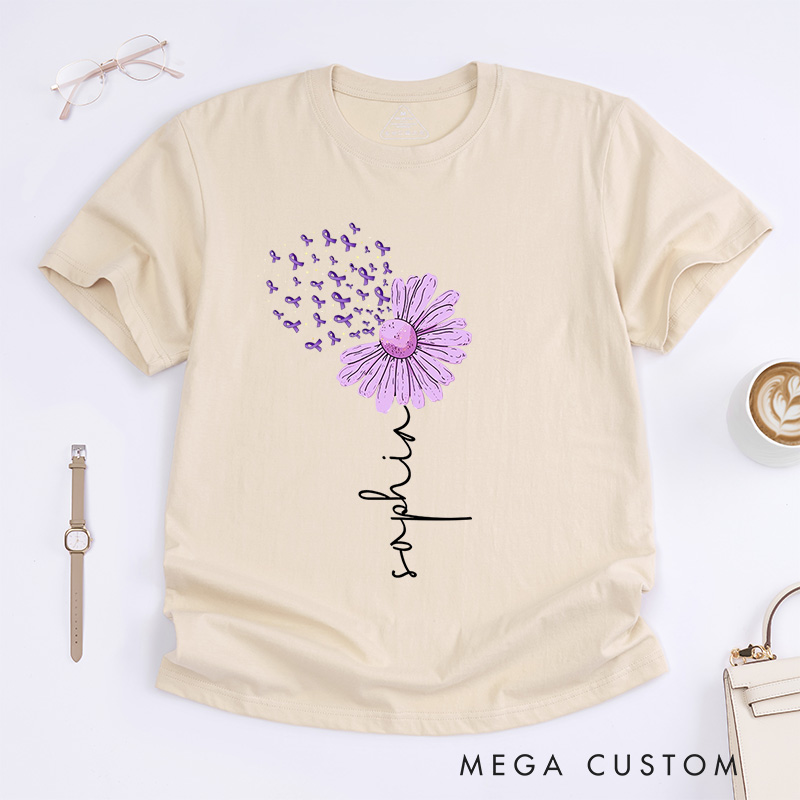 Personalized Alzheimer's Awareness Flower T-Shirt Alzheimer Gifts 