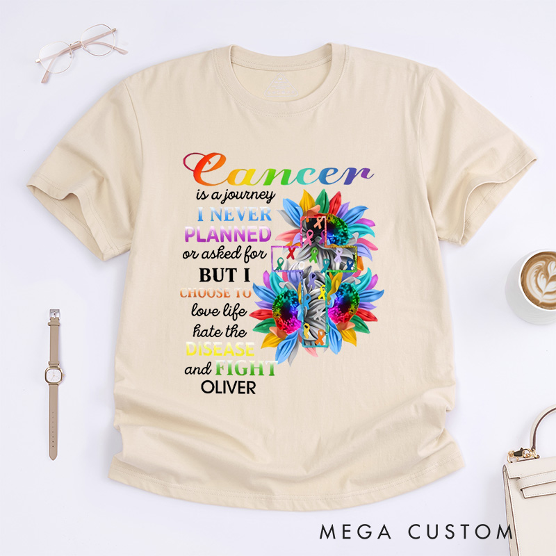 Personalized Cancer Is A Journey Cancer Awareness T-Shirt Cancer Survivor Gift