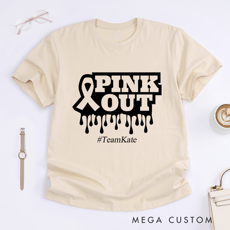 Personalized Pink Out Ribbon Breast Cancer Awareness Empowerment Advocacy T-Shirt  