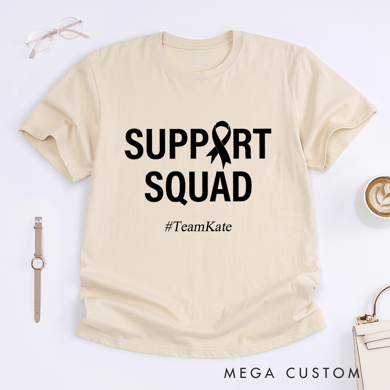 Personalized Support Squad Ribbon Breast Cancer Awareness Advocacy Team T-Shirt  