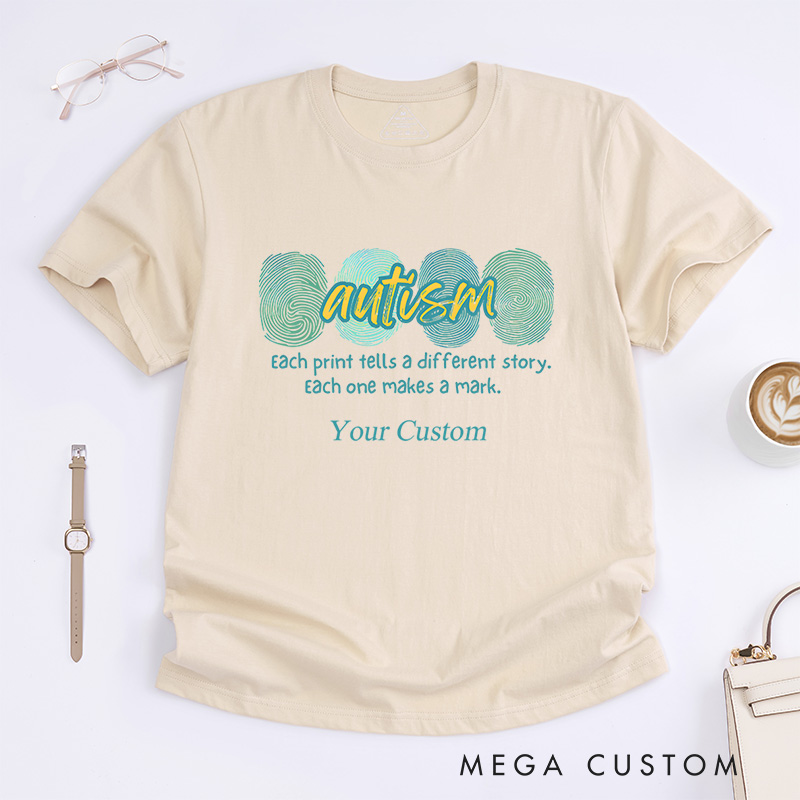 Personalized Autism Awareness Each Print Tells A Different Story Inclusion Advocacy T-Shirt  