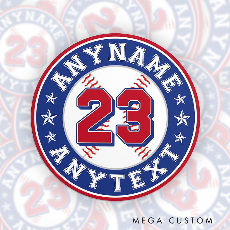 Personalized All-Star Baseball Sticker with Custom Name and Number  
