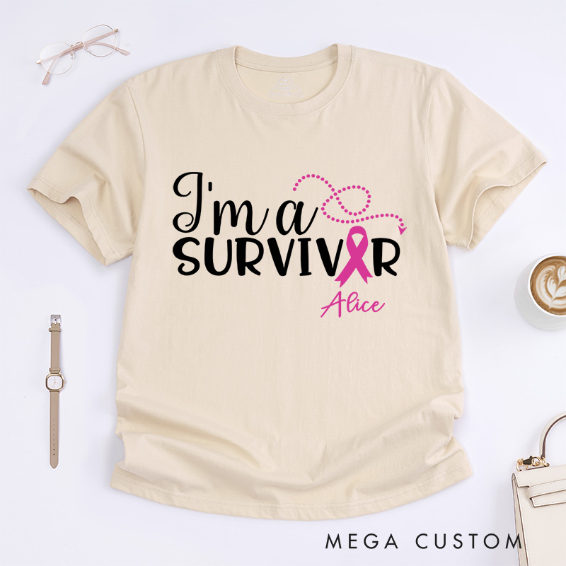 Personalized I'm a Survivor T-Shirt Breast Cancer Gift Cancer Survivor Gift