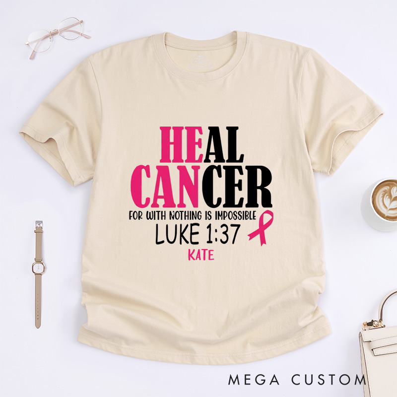 Personalized Breast Cancer Awareness T-Shirt Wife Mom Fighter Cancer Gift