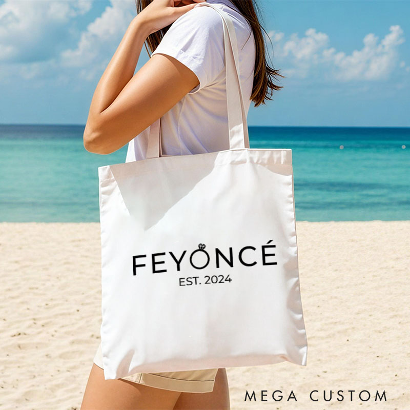 Personalized Funny Feyonce Canvas Tote Bag for Fiancee