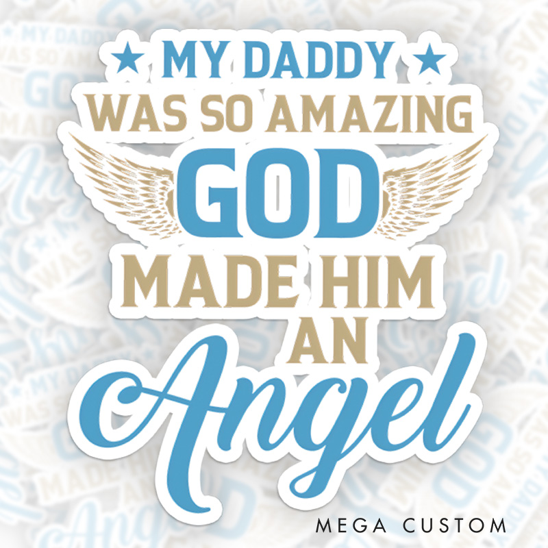 Personalized Memorial Graphic Sticker Angel Wings Sympathy Gift for Loss of Loved One All I Want Is for My Dad in Heaven I Miss My Dad Graphics