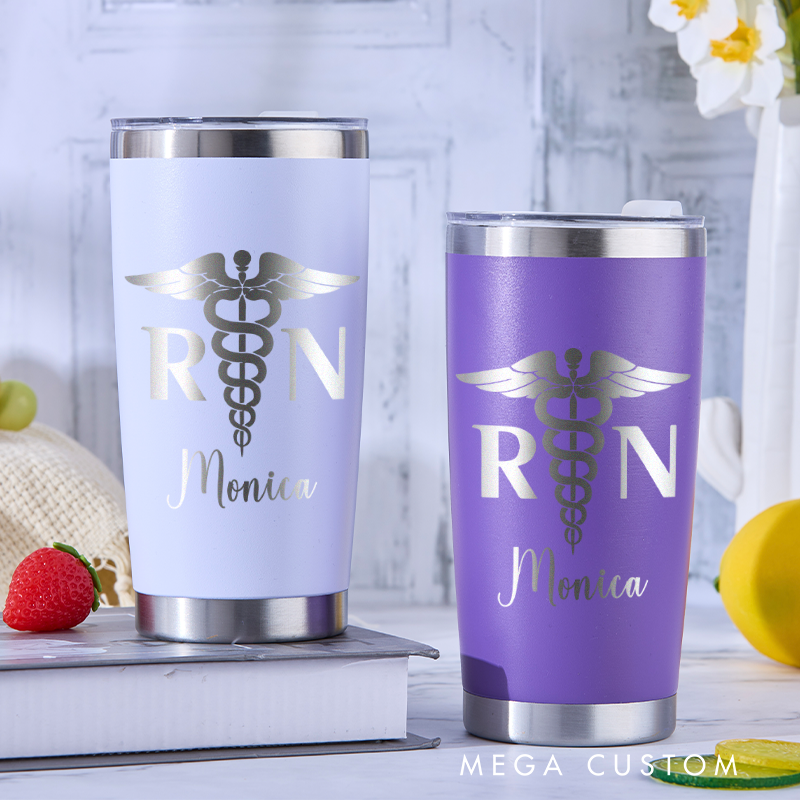 Personalized Tumbler for Nurse Stainless Steel Tumbler 20oz Vacation Tumbler Laser Engraved Tumbler Gifts 