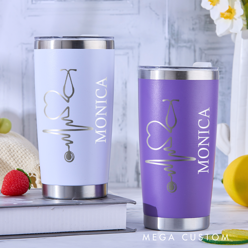 Personalized Tumbler for Nurse Stainless Steel Tumbler 20oz Vacation Tumbler Laser Engraved Tumbler Gifts 