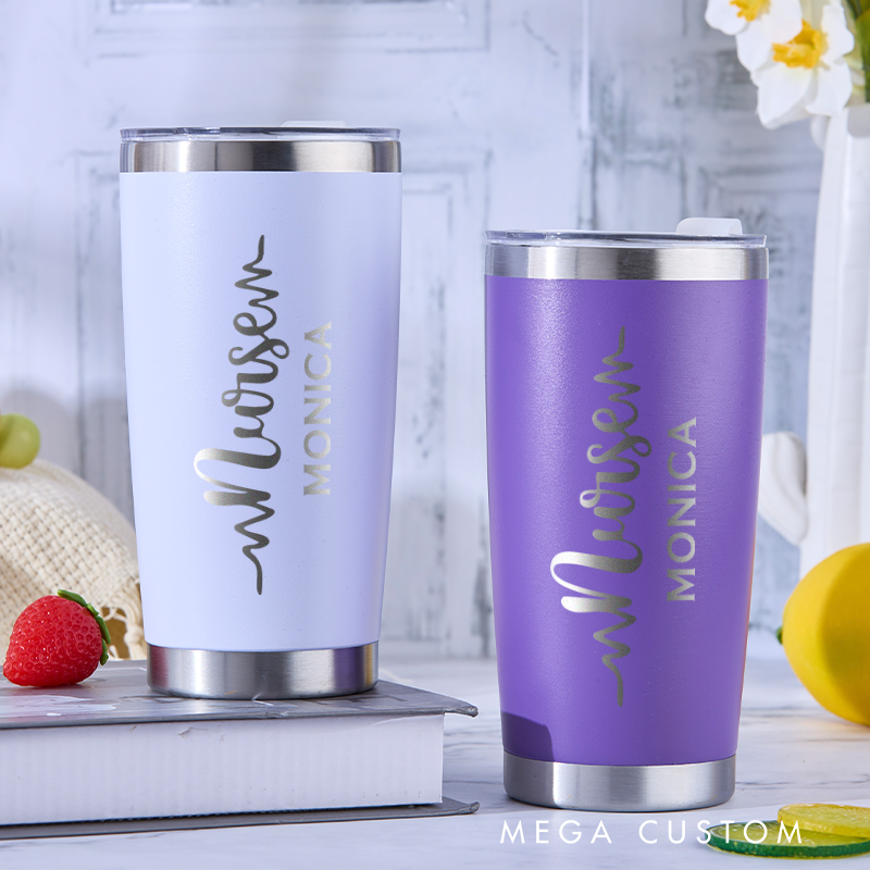 Personalized Tumbler for Nurse Stainless Steel Tumbler 20oz Vacation Tumbler Laser Engraved Tumbler Gifts 