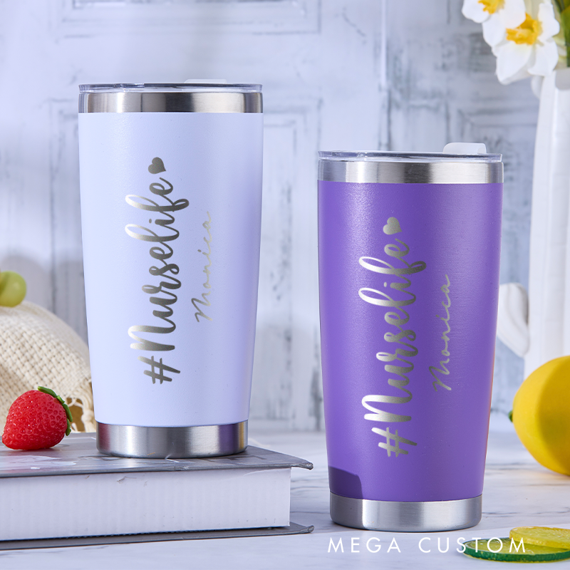 Personalized Tumbler for Nurse Stainless Steel Tumbler 20oz Vacation Tumbler Laser Engraved Tumbler Gifts 