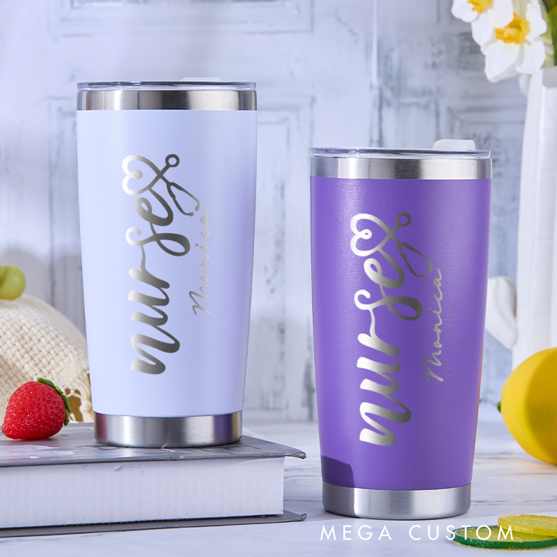 Personalized Tumbler for Nurse Stainless Steel Tumbler 20oz Vacation Tumbler Laser Engraved Tumbler Gifts 