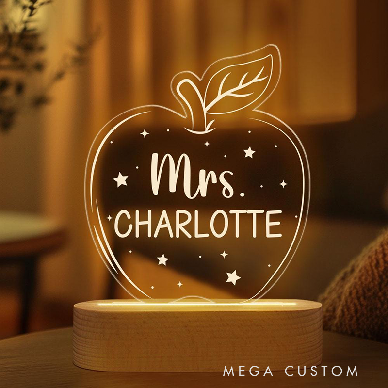Personalized Teacher LED Desk Lamp with Apple Teacher Design Unique Gift for Teachers