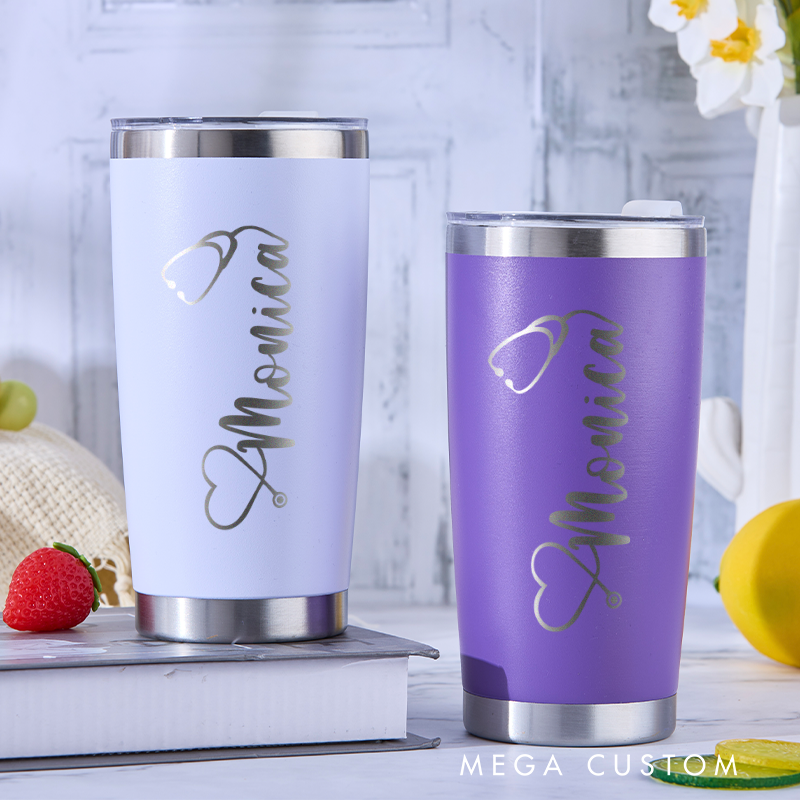 Personalized Tumbler for Nurse Stainless Steel Tumbler 20oz Vacation Tumbler Laser Engraved Tumbler Gifts 