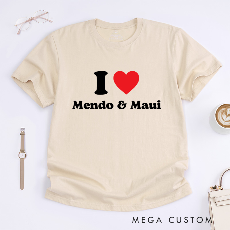 Personalized I Love Custom Bold Design with Vibrant Red Heart for a Fun and Unique Statement T-Shirt
