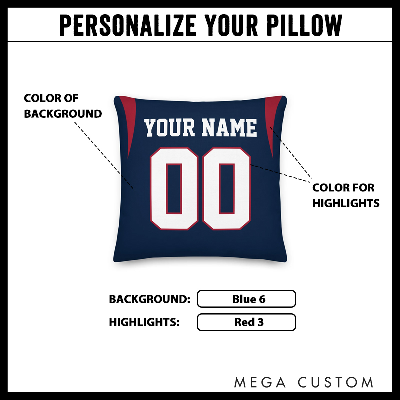 Personalized American Football and Rugby Throw Pillow with Custom Name and Double Zero Design