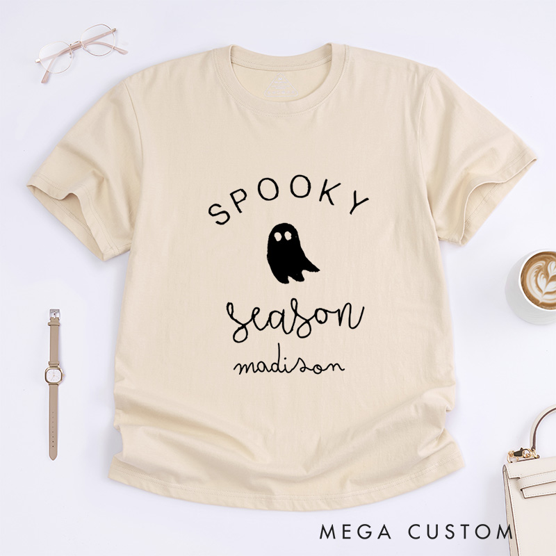 Personalized Spooky Season Halloween T-Shirt Perfect for Adding a Festive and Playful Vibe to Outfits T-Shirt