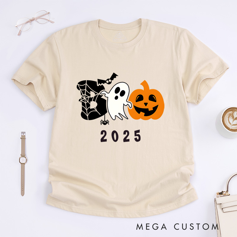 Personalized Ghost and Spider Web Halloween T-Shirt Perfect for Adding a Playful and Spooky Vibe T-Shirt