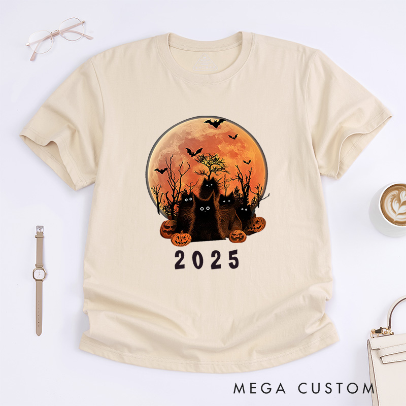 Personalized Full Moon and Witch Halloween T-Shirt Perfect for Adding a Magical and Spooky Touch T-Shirt