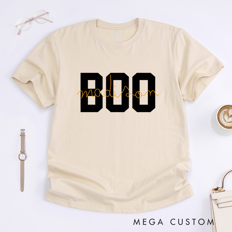 Personalized Boo Halloween T-Shirt Perfect for Fun and Festive Seasonal Celebrations T-Shirt