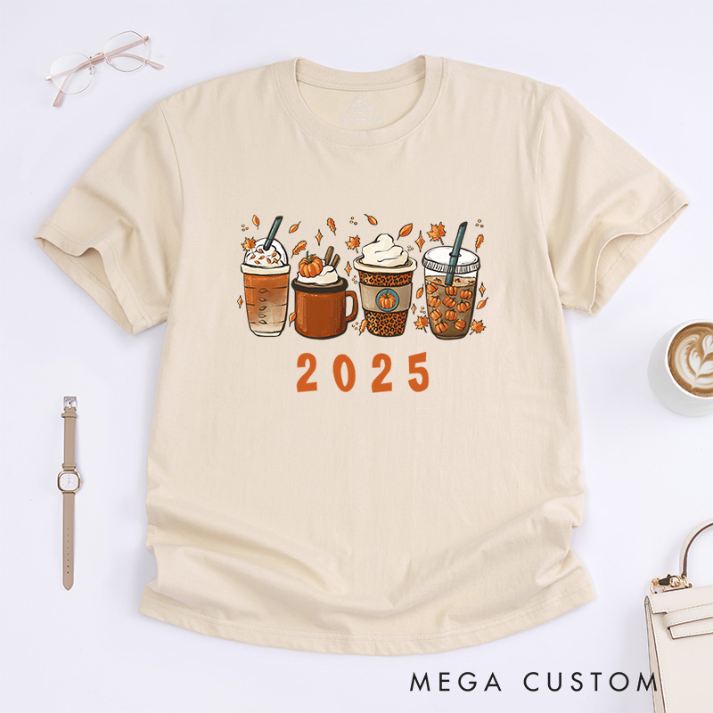 Personalized Fall Drinks Halloween T-Shirt Perfect for Celebrating the Cozy and Festive Spirit T-Shirt