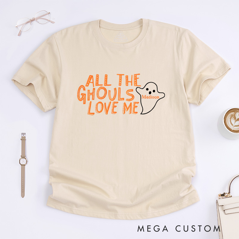 Personalized All the Ghouls Love Me Halloween T-Shirt Perfect for Fun and Playful Seasonal Celebrations T-Shirt