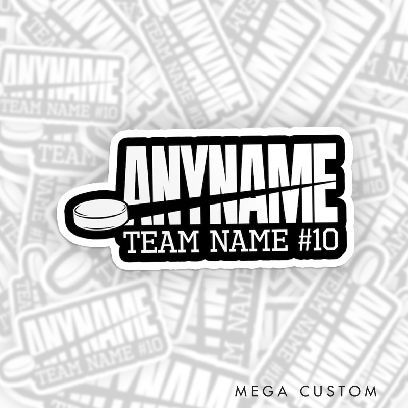 Personalized Ice Hockey Sticker with Custom Name, Team, and Number