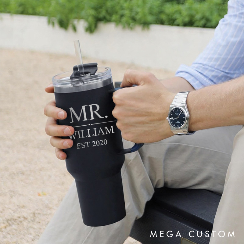 Personalized Mr. and Mrs. 40oz Anniversary Tumbler Couple Wedding Anniversary Mug Anniversary Gift for Husband and Wife