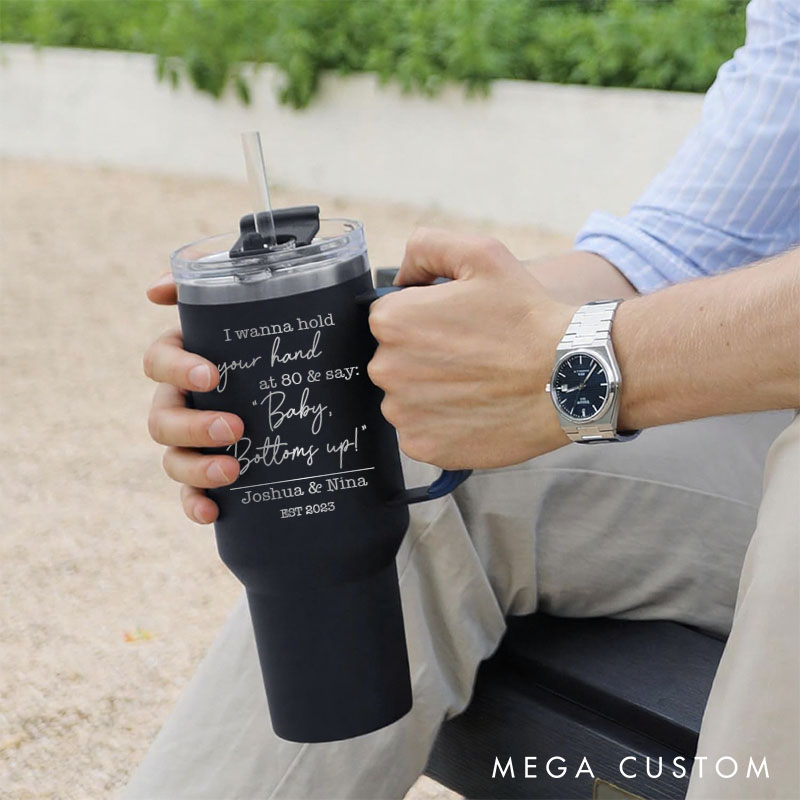 Personalized Couple Anniversary 40oz Tumbler Mr. and Mrs. Couple Travel Mug Gift with Handle and Straw Anniversary Tumbler for Husband and Wife 