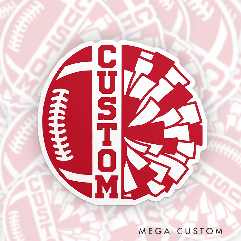 Personalized America Football and Rugby Cheerleader Team Sticker with Custom Text