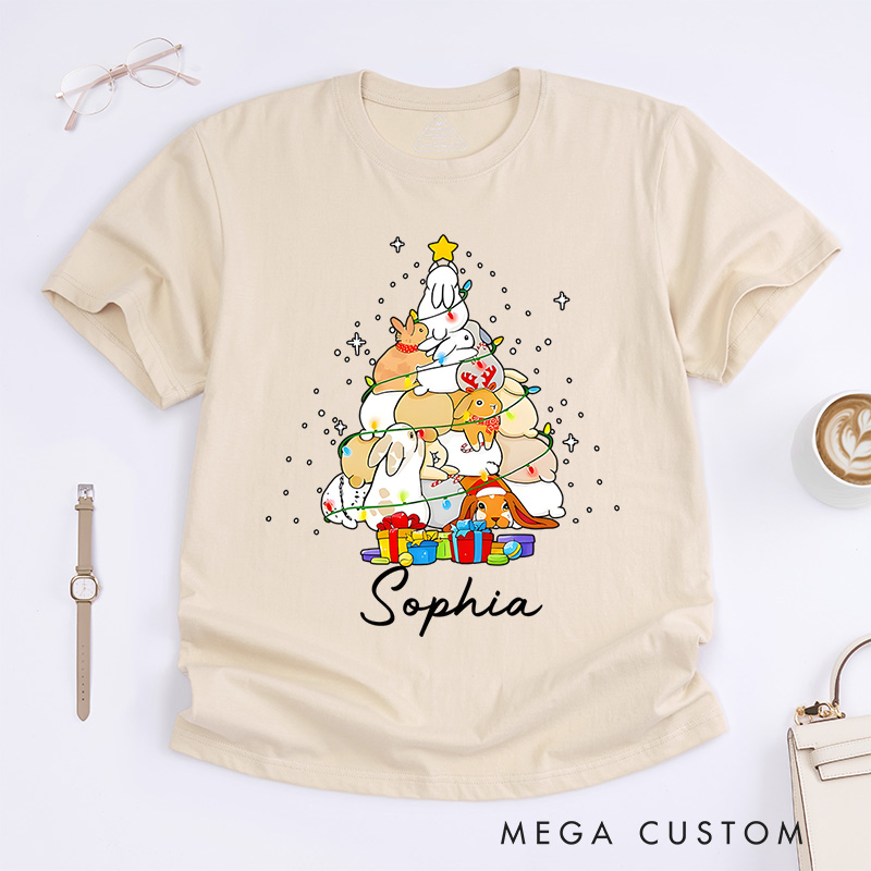 Personalized Christmas Tree with Cute Animals and Gifts Christmas T-Shirt
