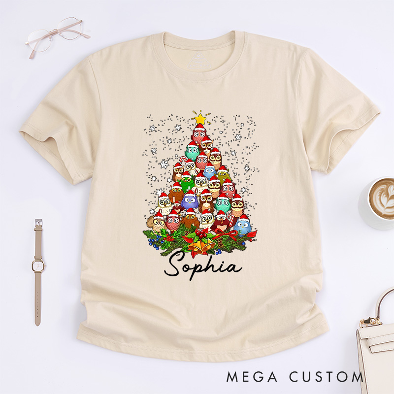 Personalized Christmas Tree Made of Festive Characters and Ornaments Christmas T-Shirt