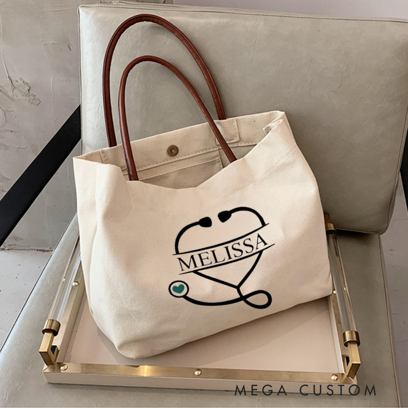 Personalized Nurse Canvas Tote Bag Healthcare Professional Tote Bag Nurse Life Gift