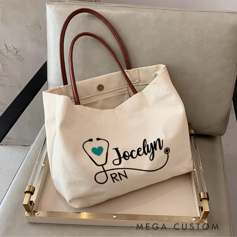 Personalized Nurse Canvas Tote Bag Healthcare Professional Tote Bag Nurse Life Gift