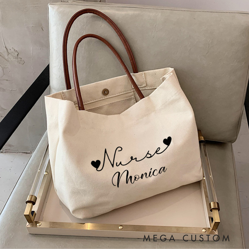 Personalized Nurse Canvas Tote Bag Healthcare Professional Tote Bag Nurse Life Gift