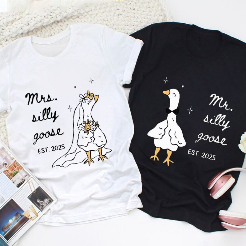 Personalized Funny Mr and Mrs Silly Goose Matching Wedding Couple Classic T-Shirt