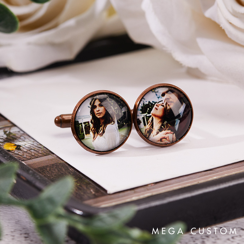 Personalized Photo Cufflinks with Text Wedding Gift Photo Cufflinks Groom Groomsmen Gifts for Men Father of the Bride Gift Husband Cufflinks