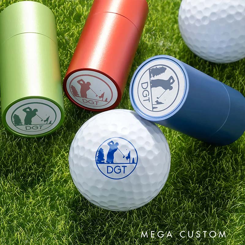 Personalized Monogram Initial Golf Ball Stamp with Metal Storage Box Birthday Christmas Gift for Golf Player