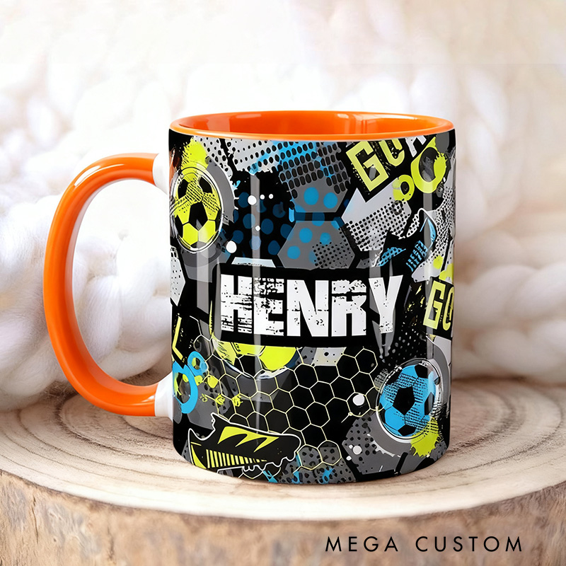 Personalized Soccer Boy Mug, Name Can Be Customized, A Gift for Soccer Fans