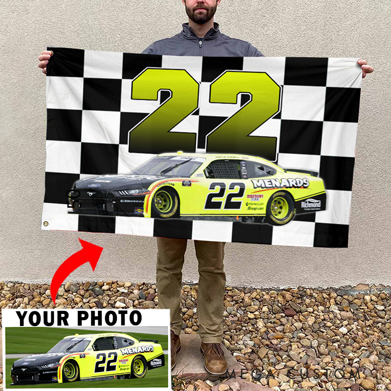 Personalized Check Flag Banner Custom Racing Car Photo Wall Hanging Gift for Racers and Racing Lovers