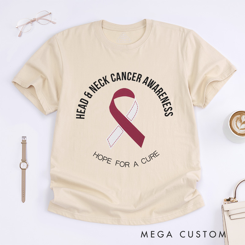 Personalized Head and Neck Cancer Ribbon T-Shirt Cancer Survivor Gift Support Gift