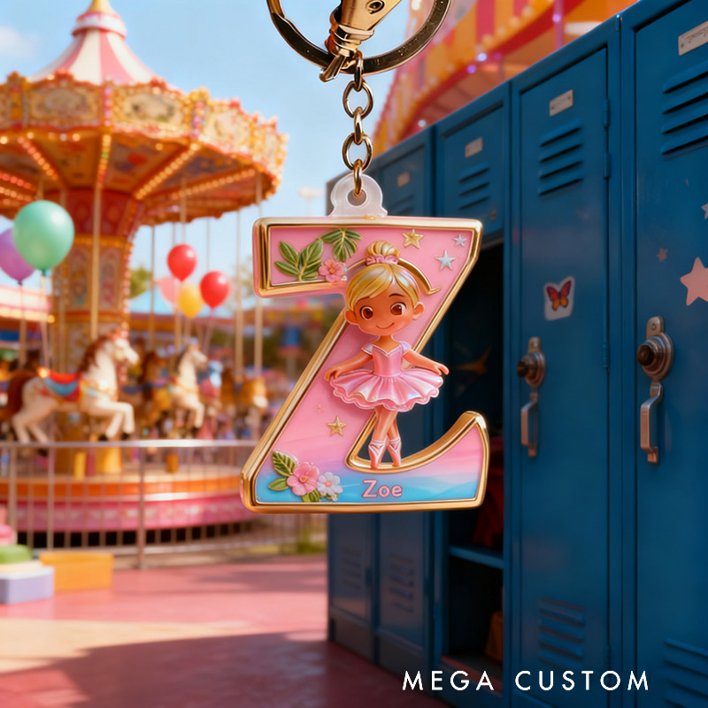 Personalized Ballet Dancer Acrylic Keychain with Your Own Name Hair Color Gift for Girls for Dance Lovers for Birthday Christmas Holiday Unique Presents