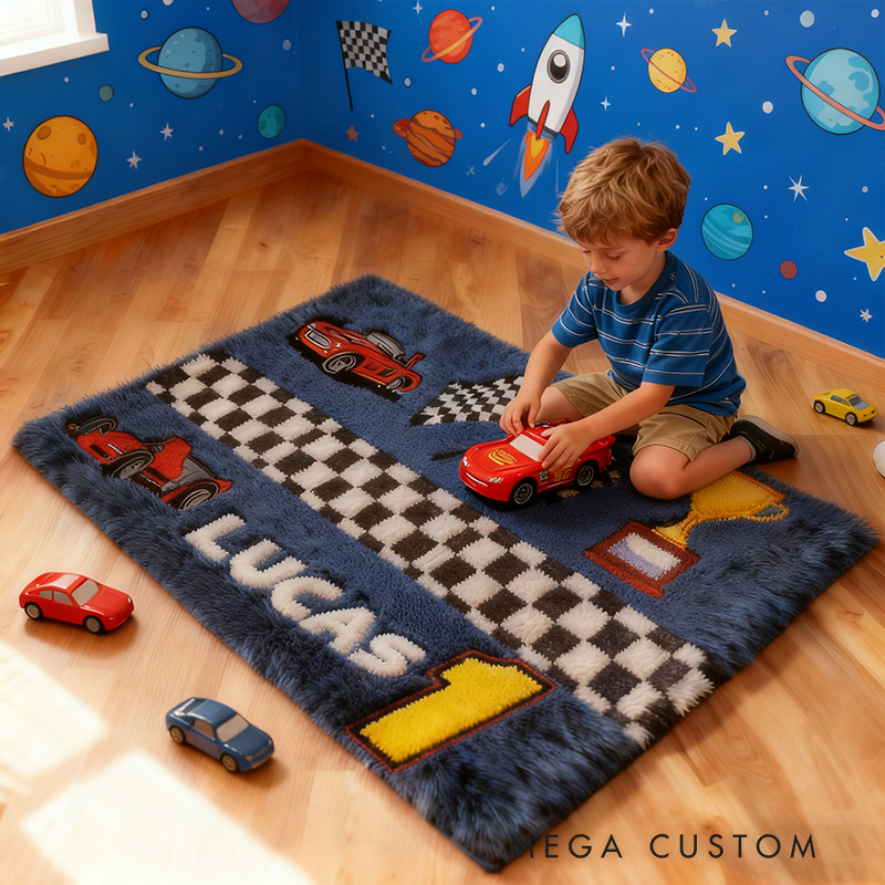 Personalized Racing Car Doormat with Custom Name Design for Racers and Racing Lovers