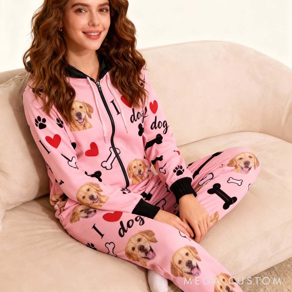 Personalized Pet Lover I Love My Dog Adult Onesie