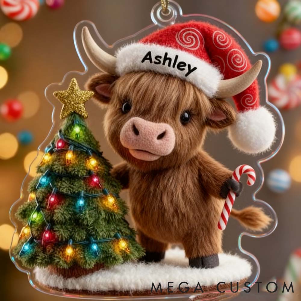 Personalized Pet Lover Highland Cow Christmas Ornament