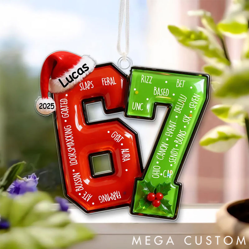 Personalized Funny Teen Slang Ornament 67 Custom Name Christmas Ornament for the whole family