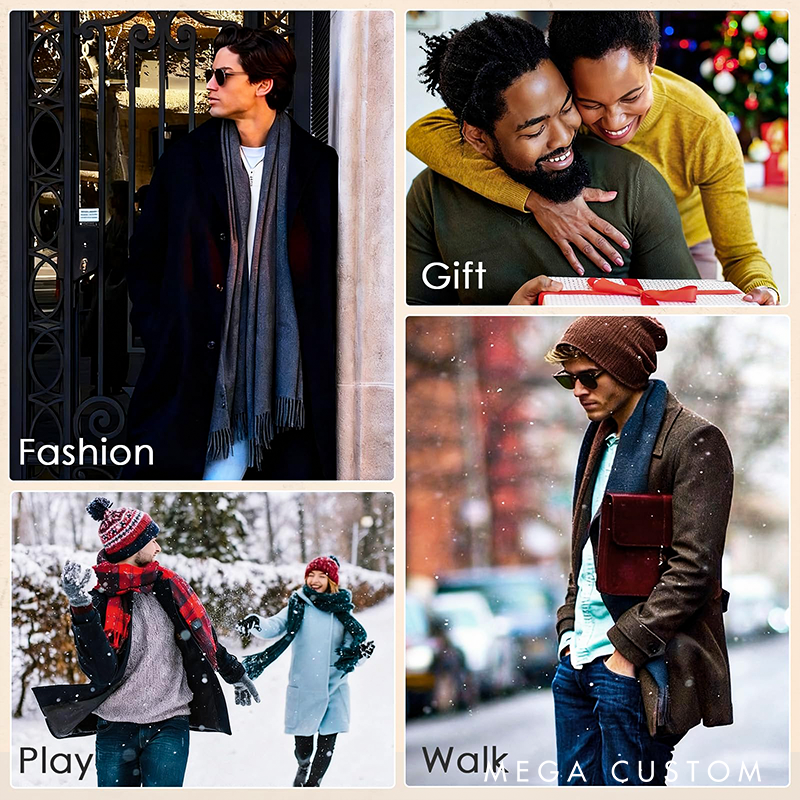 Personalised Name Embroidered Scarf for Men Custom Monogram Scarf Winter Long Scarves Gifts for Boyfriend