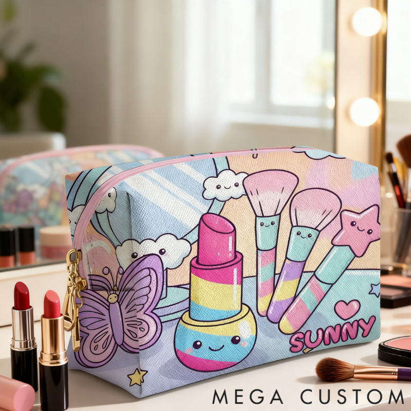 Personalized Magical Makeup Tool Organizer Toiletry Bag Custom Name for Kids Travel Gifts and Daily Use